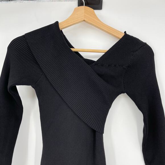 superdown | Ysabel Mini Dress in Black Ribbed Knit Sweater Dress XS - Picture 5 of 10